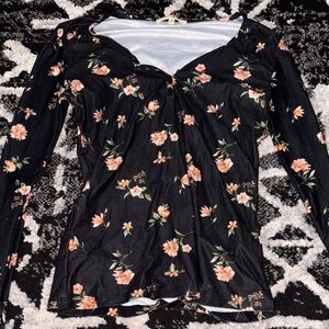 Floral Black Women's Top